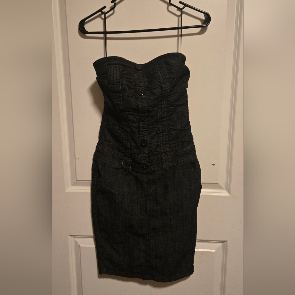 Boom Boom Jeans Black Ruched Strapless Dress